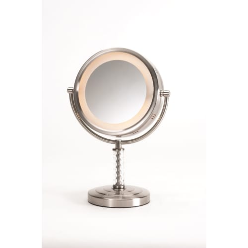 Jerdon® Halo Light® Vanity Mirror, Regular/6x Magnification, 8" Diameter, Nickel